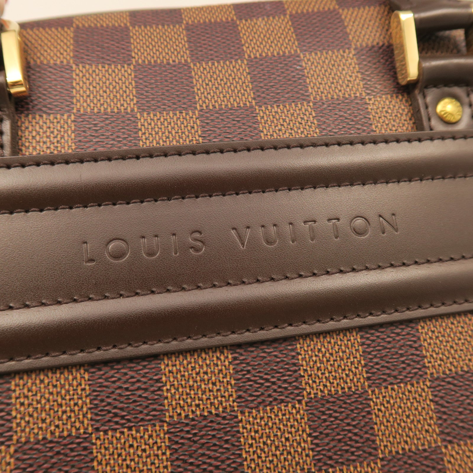 LOUIS VUITTON Damier Nolita Handbag gold buckle handle bag brown