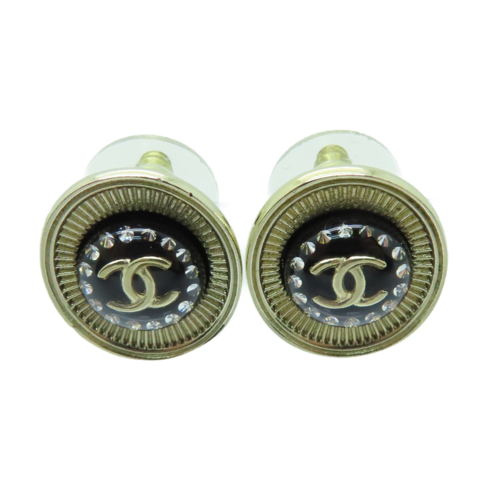 CHANEL 金屬Earrings耳環金色/黒色