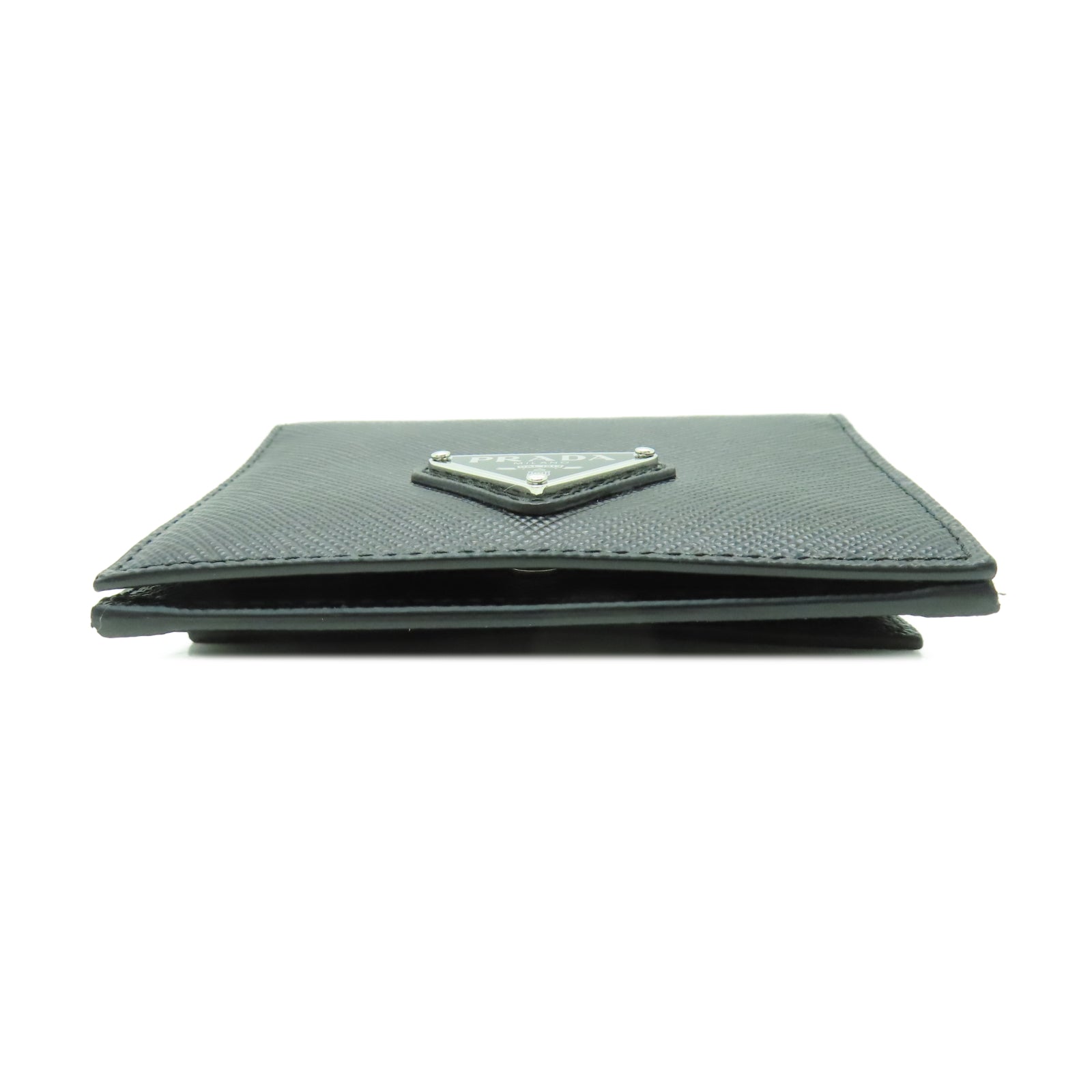 PRADA Saffiano皮革Card Holder銀扣卡片套黑色