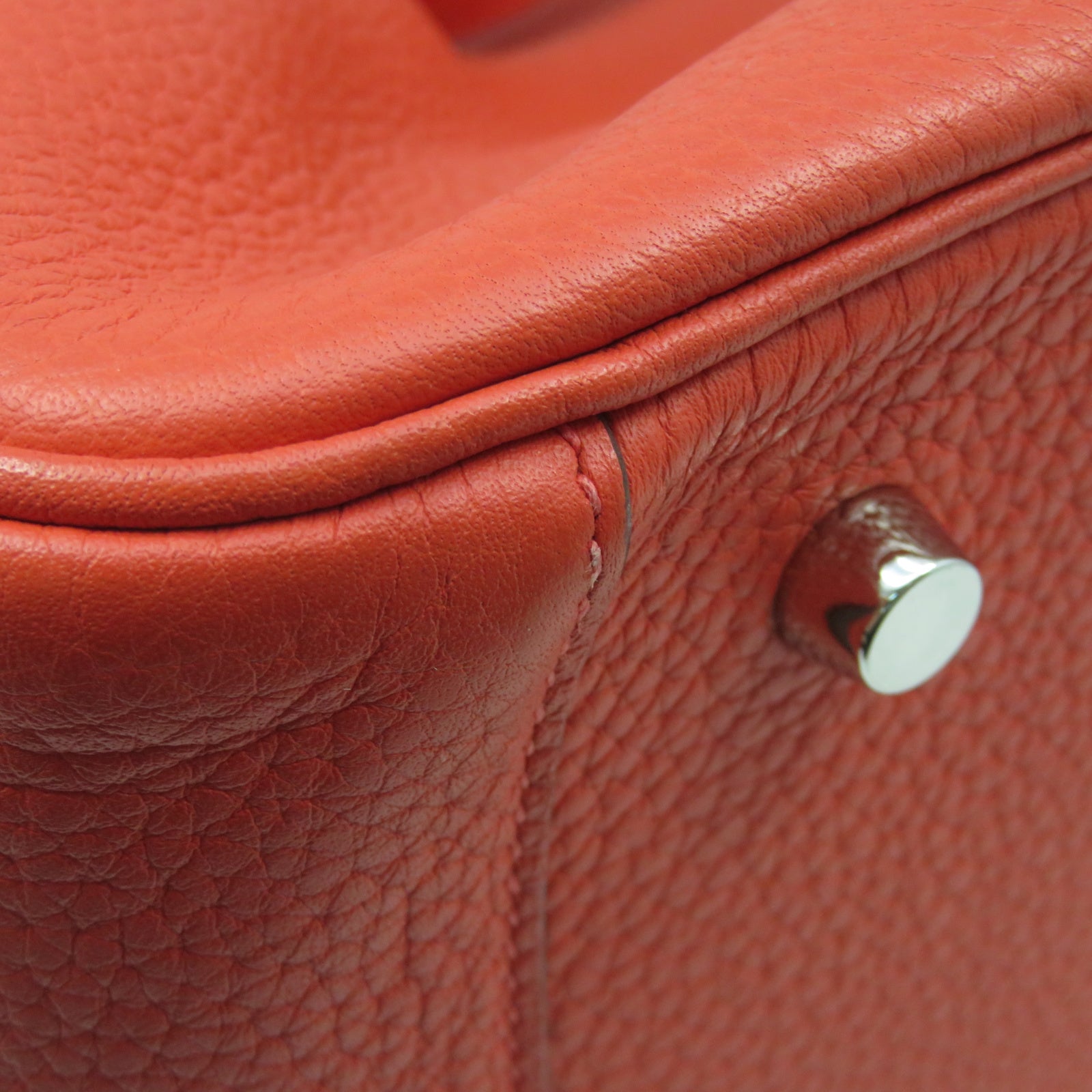 HERMES 【激减优惠】Taurillon Clemence皮革Lindy 34银扣手挽肩背两用袋糖果红色