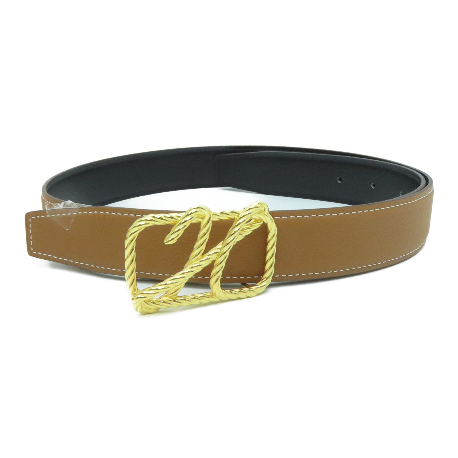 HERMES 【激減優惠】Togo皮革85cm Belt金扣皮帶黑色啡色