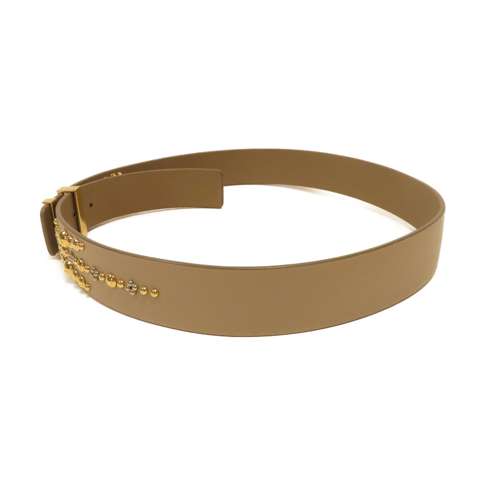 LOUIS VUITTON 牛皮皮革Ladies Belt金扣皮帶米色