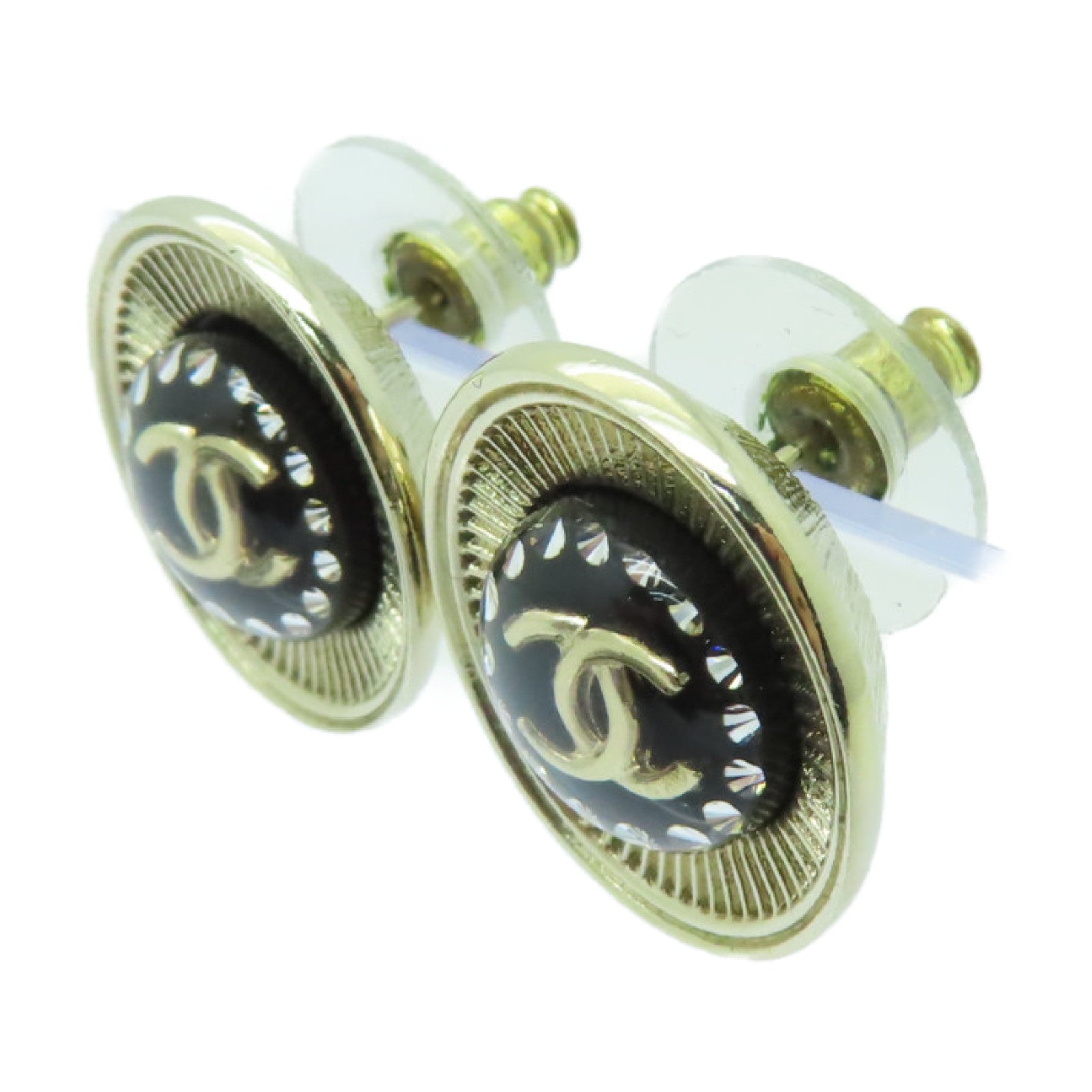 CHANEL 金屬Earrings耳環金色/黒色