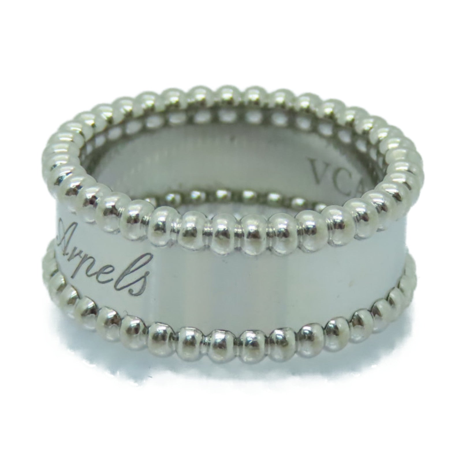 Van Cleef & Arpels 18K白金Perlee Signature Ring戒指VCA#49 US#5