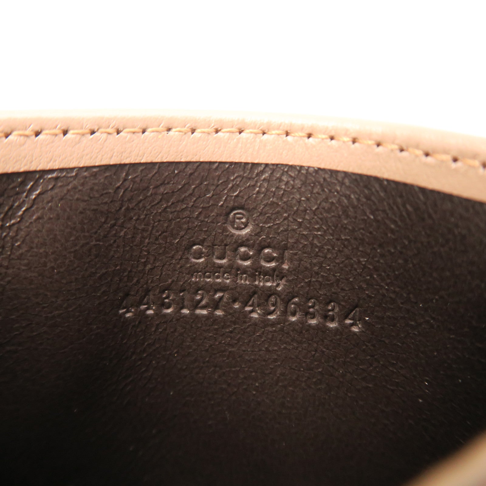 GUCCI Cowhide Leather Card Case Gold Buckle Card Holder Brown