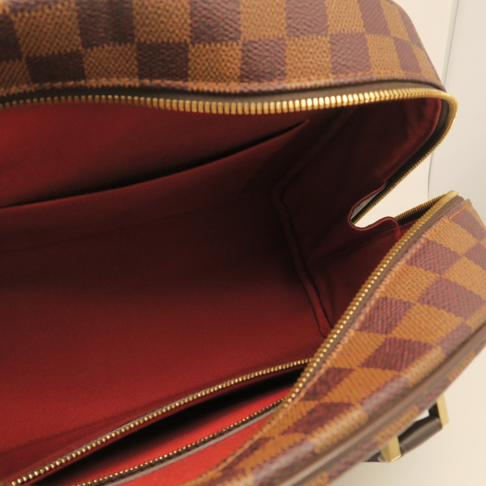 LOUIS VUITTON Damier Nolita Handbag gold buckle handle bag brown