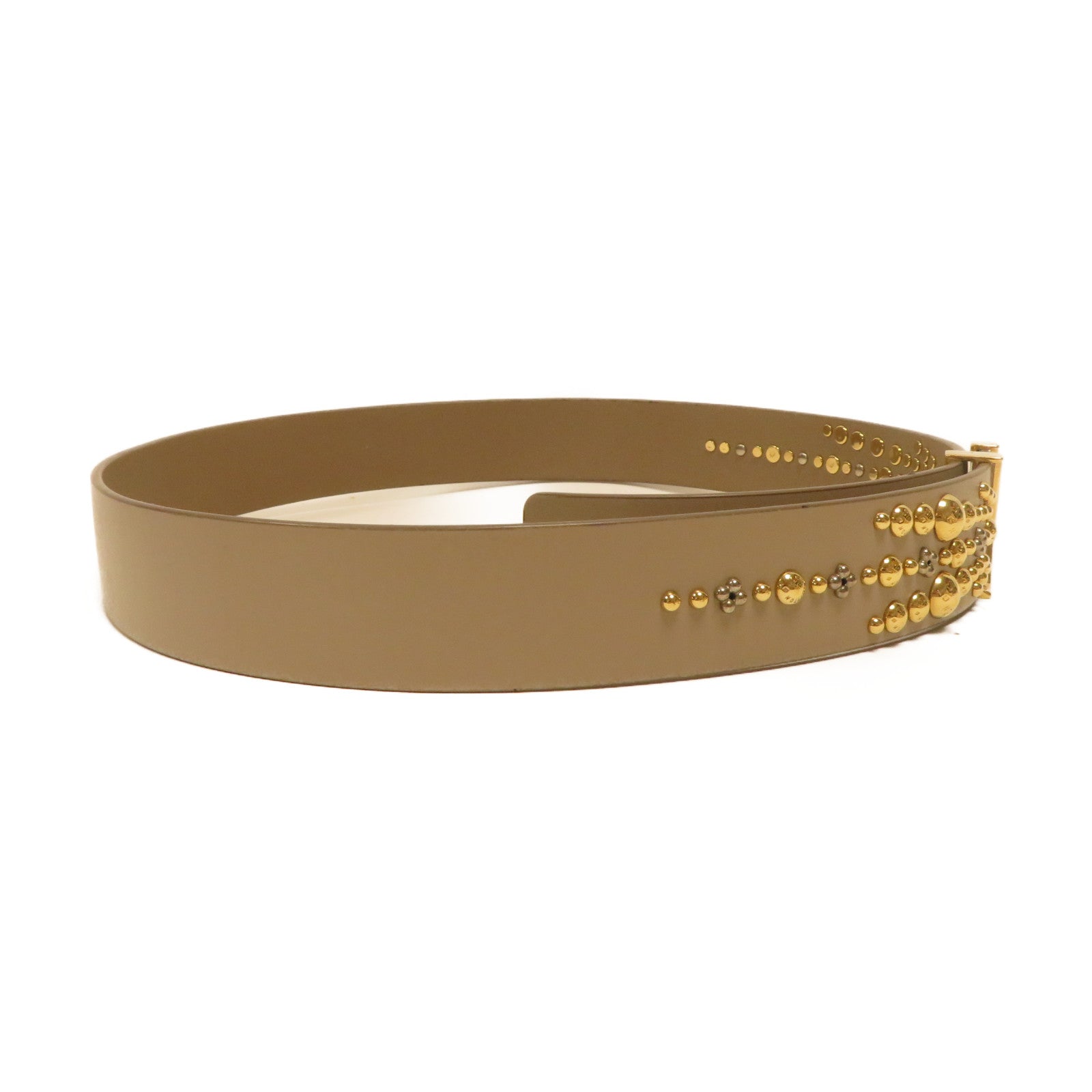 LOUIS VUITTON 牛皮皮革Ladies Belt金扣皮帶米色