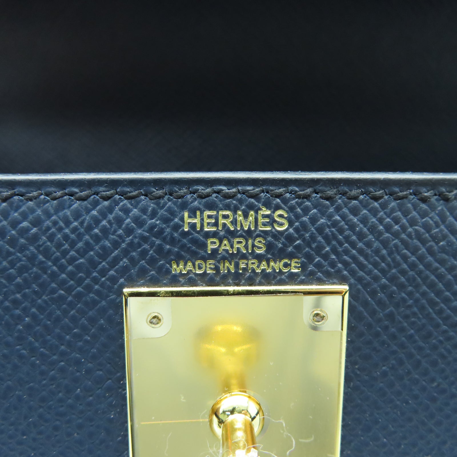 HERMES Epsom皮革Kelly 28金扣手挽肩背两用袋蓝色