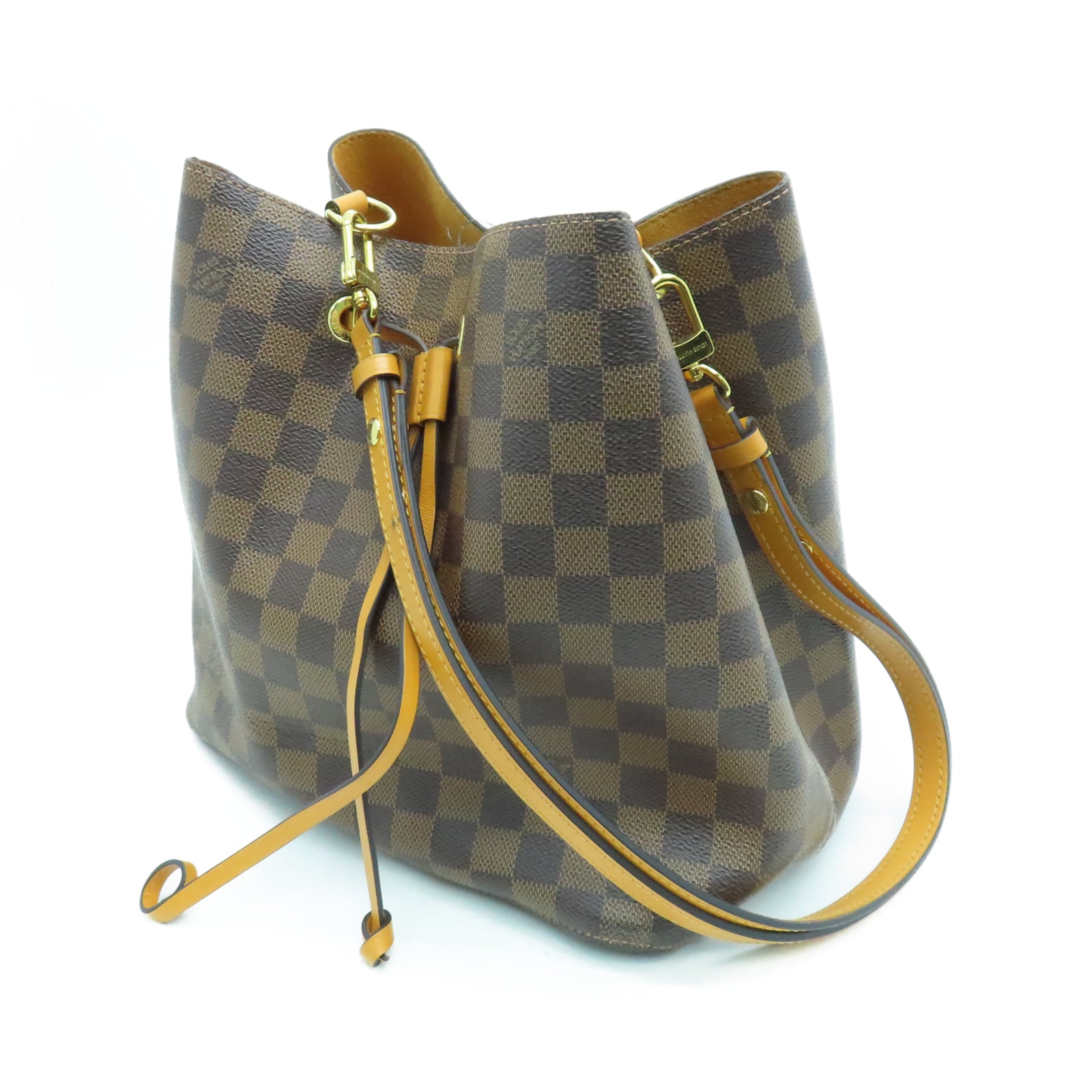 LOUIS VUITTON Damier Neonoe金扣肩背袋棕色