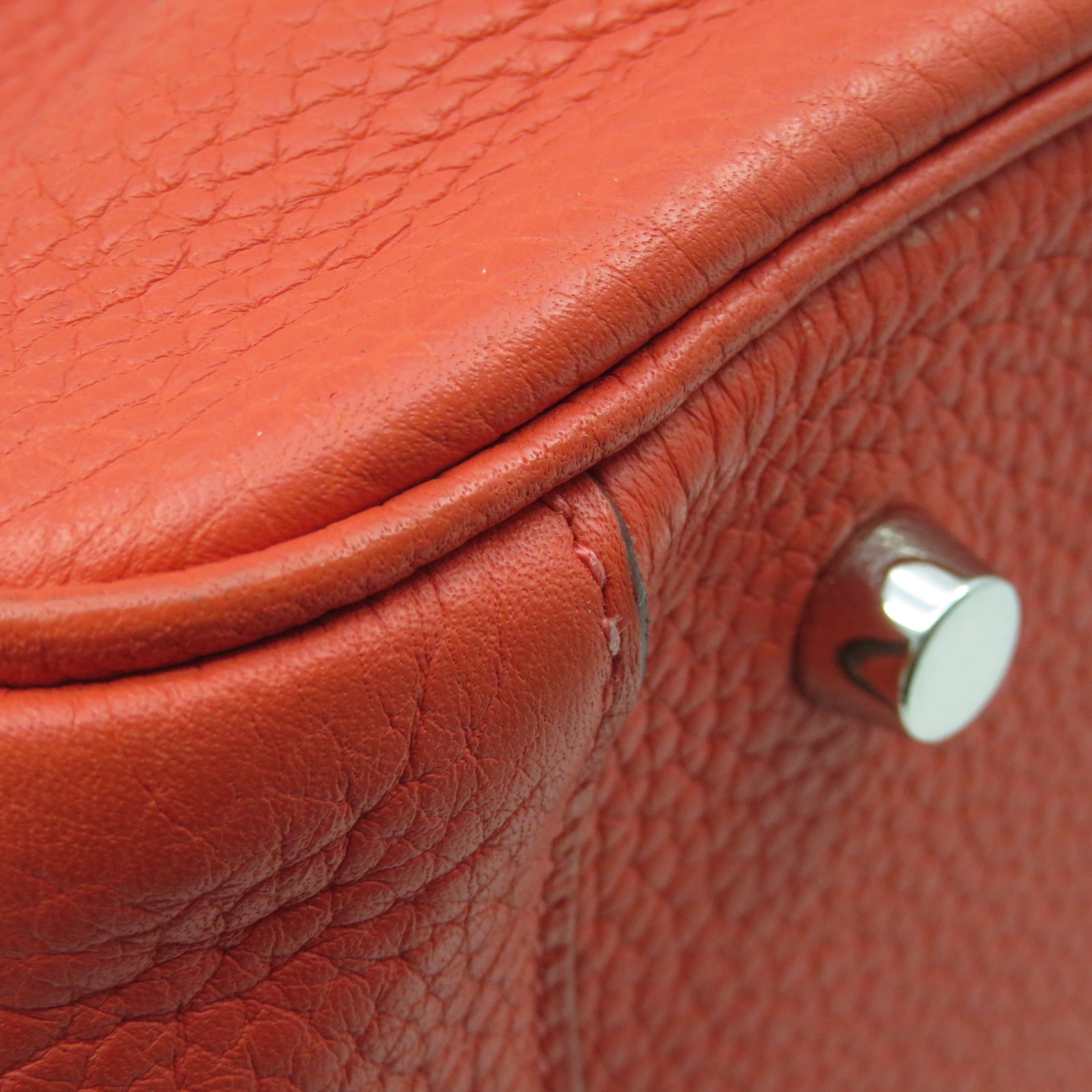 HERMES 【激减优惠】Taurillon Clemence皮革Lindy 34银扣手挽肩背两用袋糖果红色