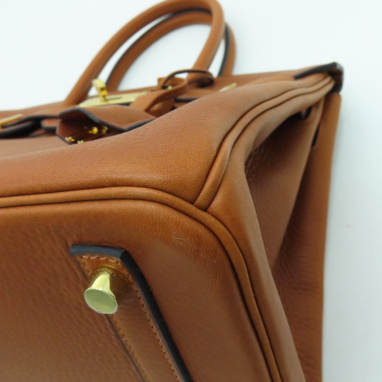 HERMES Vache皮革Birkin 30金扣手挽袋铜色