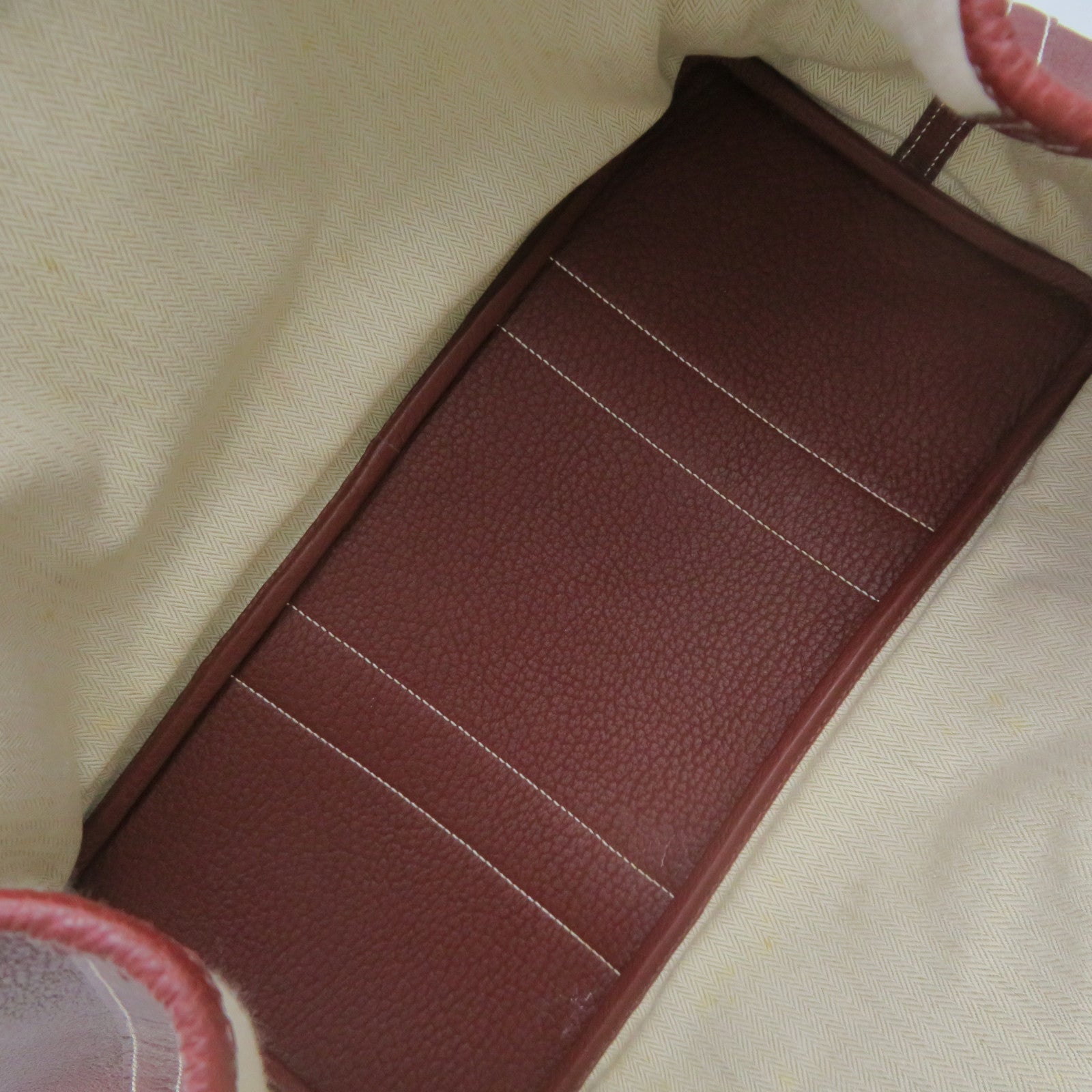 HERMES Negond皮革GardenParty PM Tote Bag手挽袋银扣Rough H酒红色