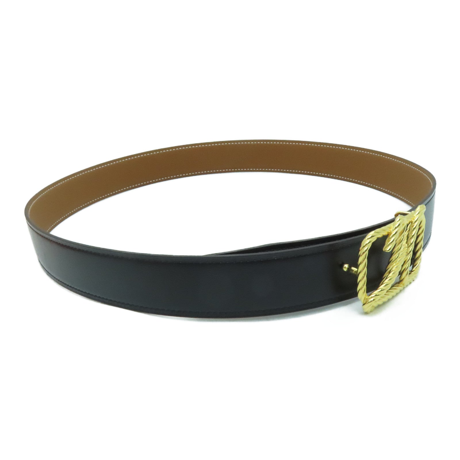 HERMES 【激減優惠】Togo皮革85cm Belt金扣皮帶黑色啡色