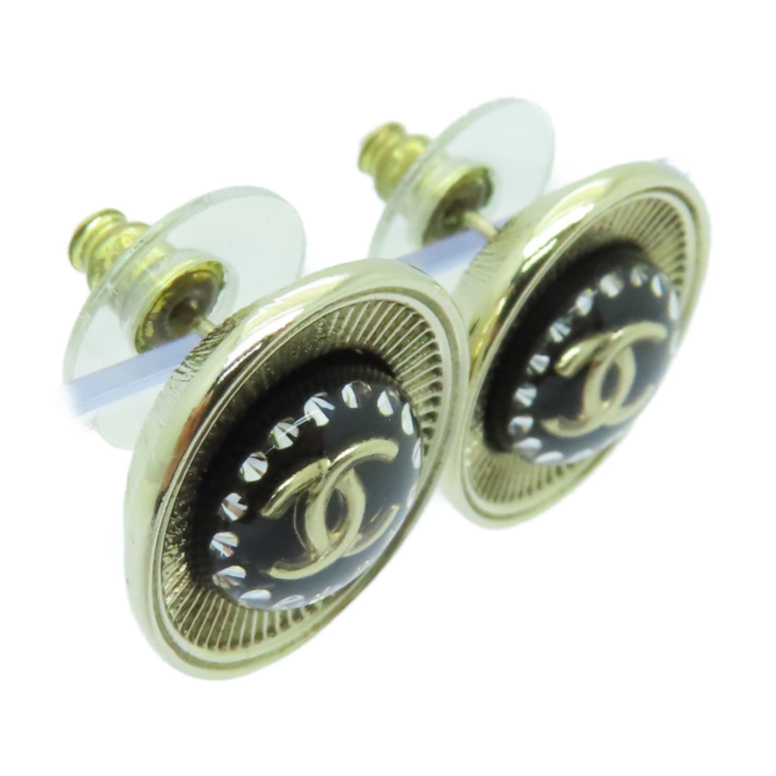 CHANEL 金屬Earrings耳環金色/黒色