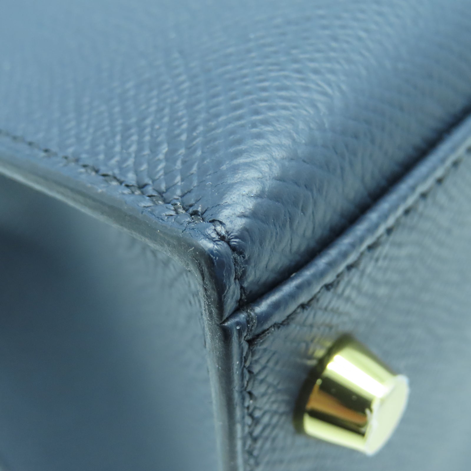 HERMES Epsom皮革Kelly 28金扣手挽肩背两用袋蓝色