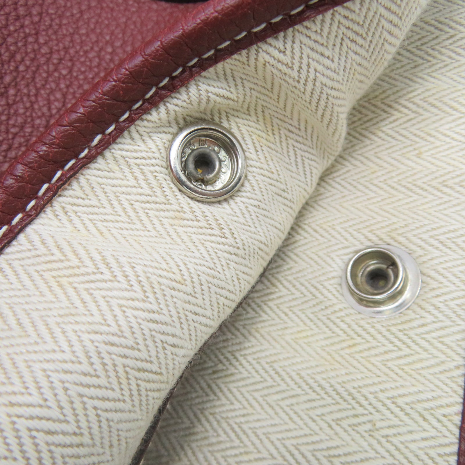 HERMES Negond皮革GardenParty PM Tote Bag手挽袋银扣Rough H酒红色