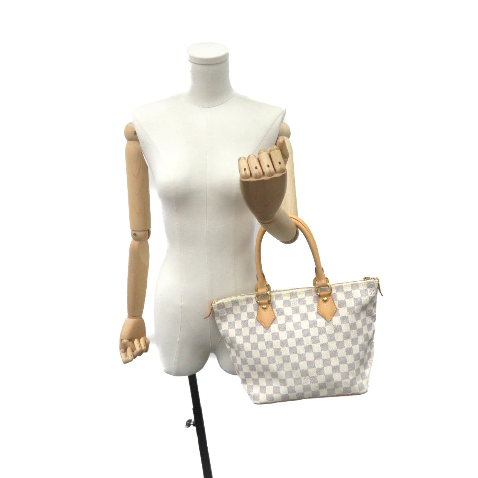 LOUIS VUITTON Damier Azur Saleya PM Hand Bag off-white