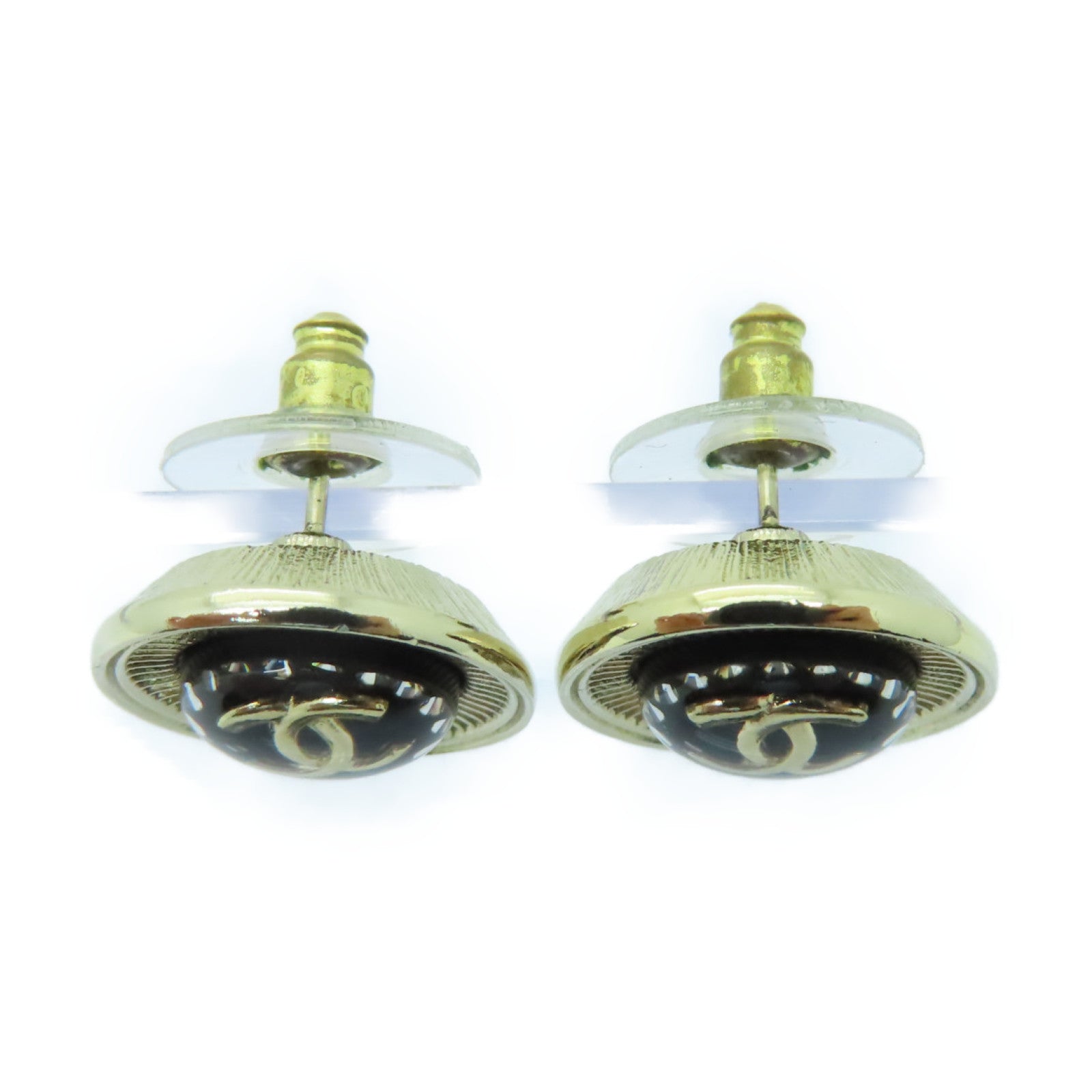 CHANEL 金屬Earrings耳環金色/黒色