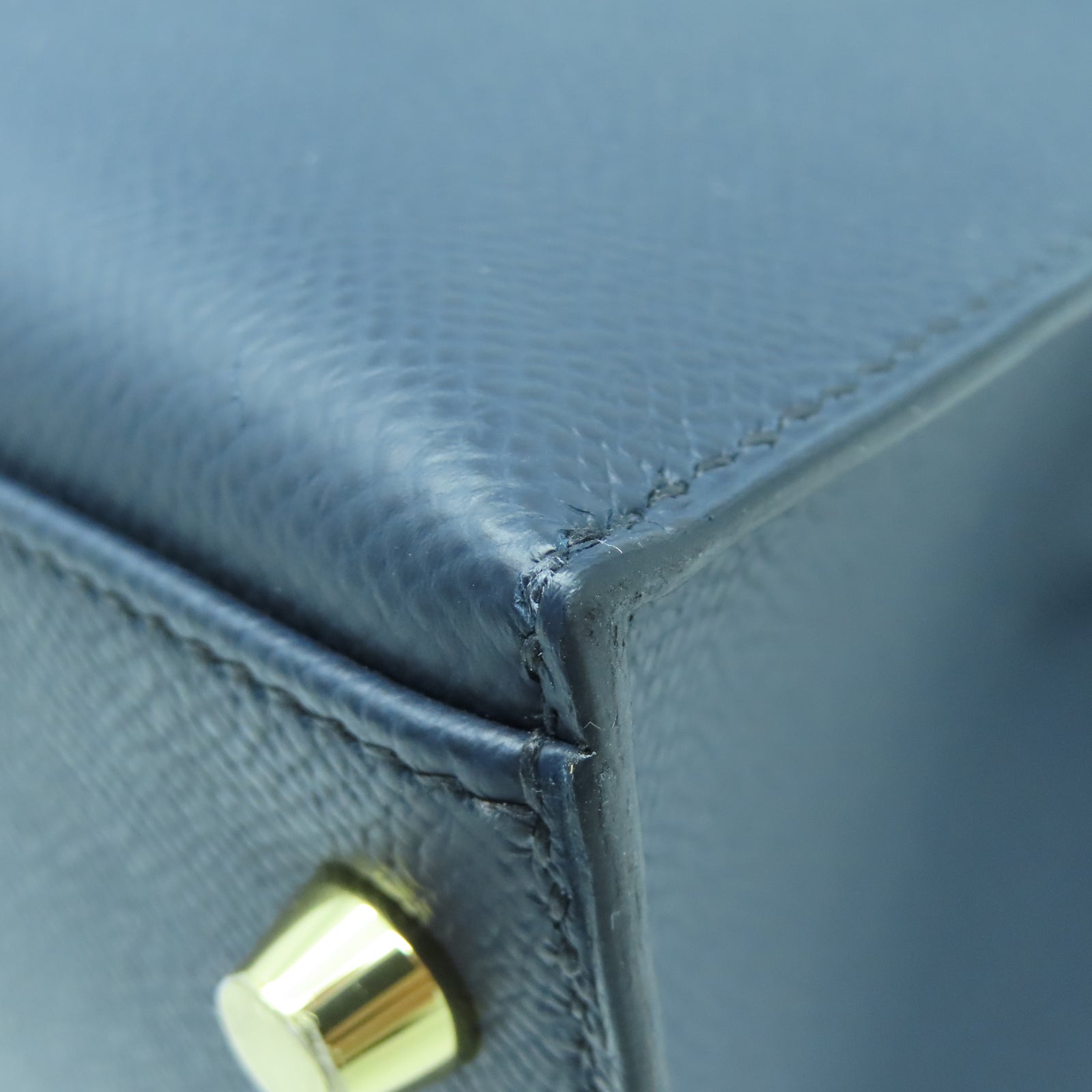HERMES Epsom皮革Kelly 28金扣手挽肩背两用袋蓝色