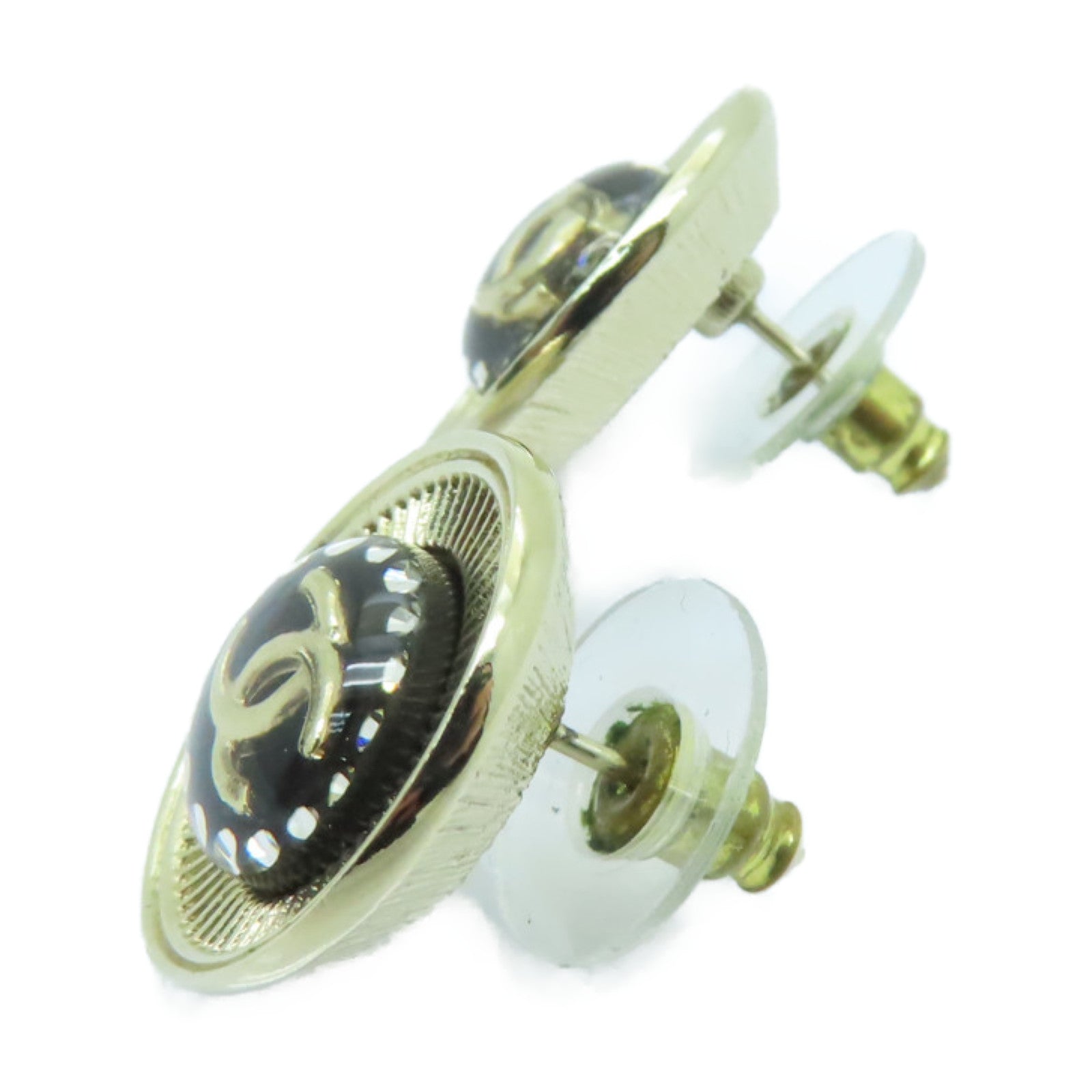CHANEL 金屬Earrings耳環金色/黒色