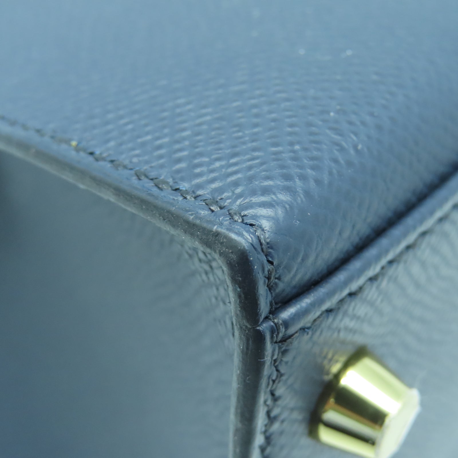 HERMES Epsom皮革Kelly 28金扣手挽肩背两用袋蓝色