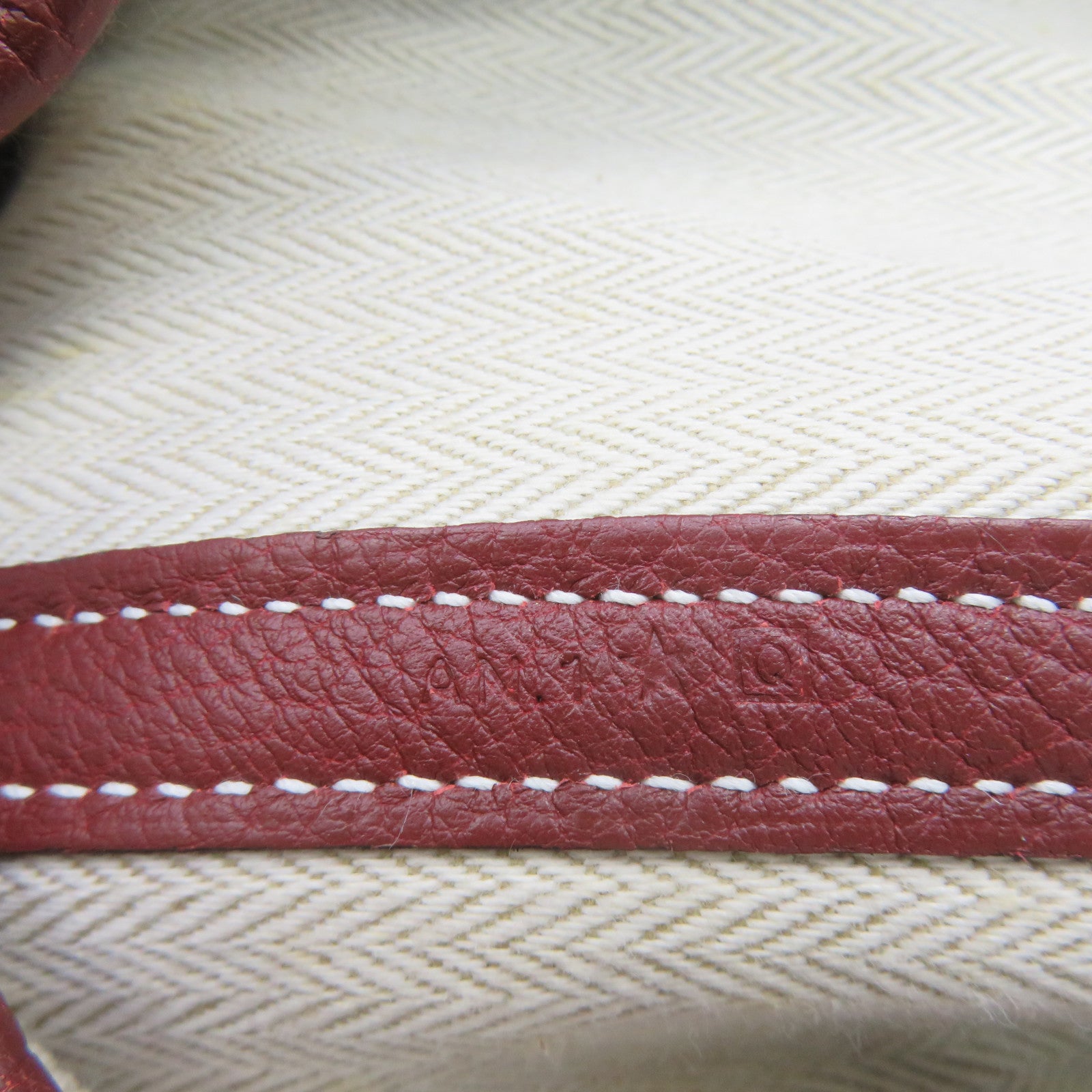HERMES Negond皮革GardenParty PM Tote Bag手挽袋银扣Rough H酒红色