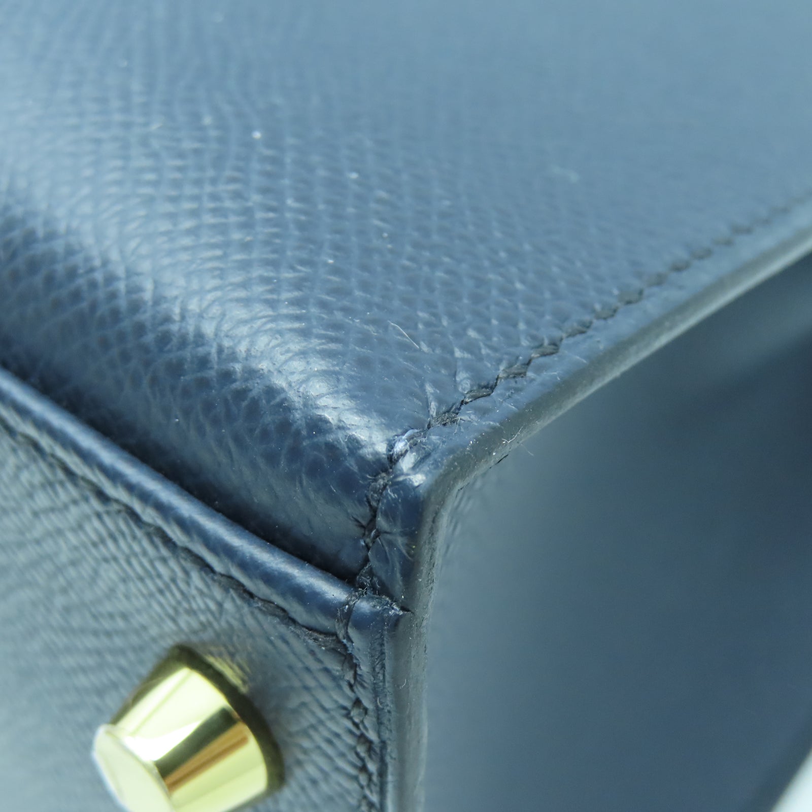 HERMES Epsom皮革Kelly 28金扣手挽肩背两用袋蓝色