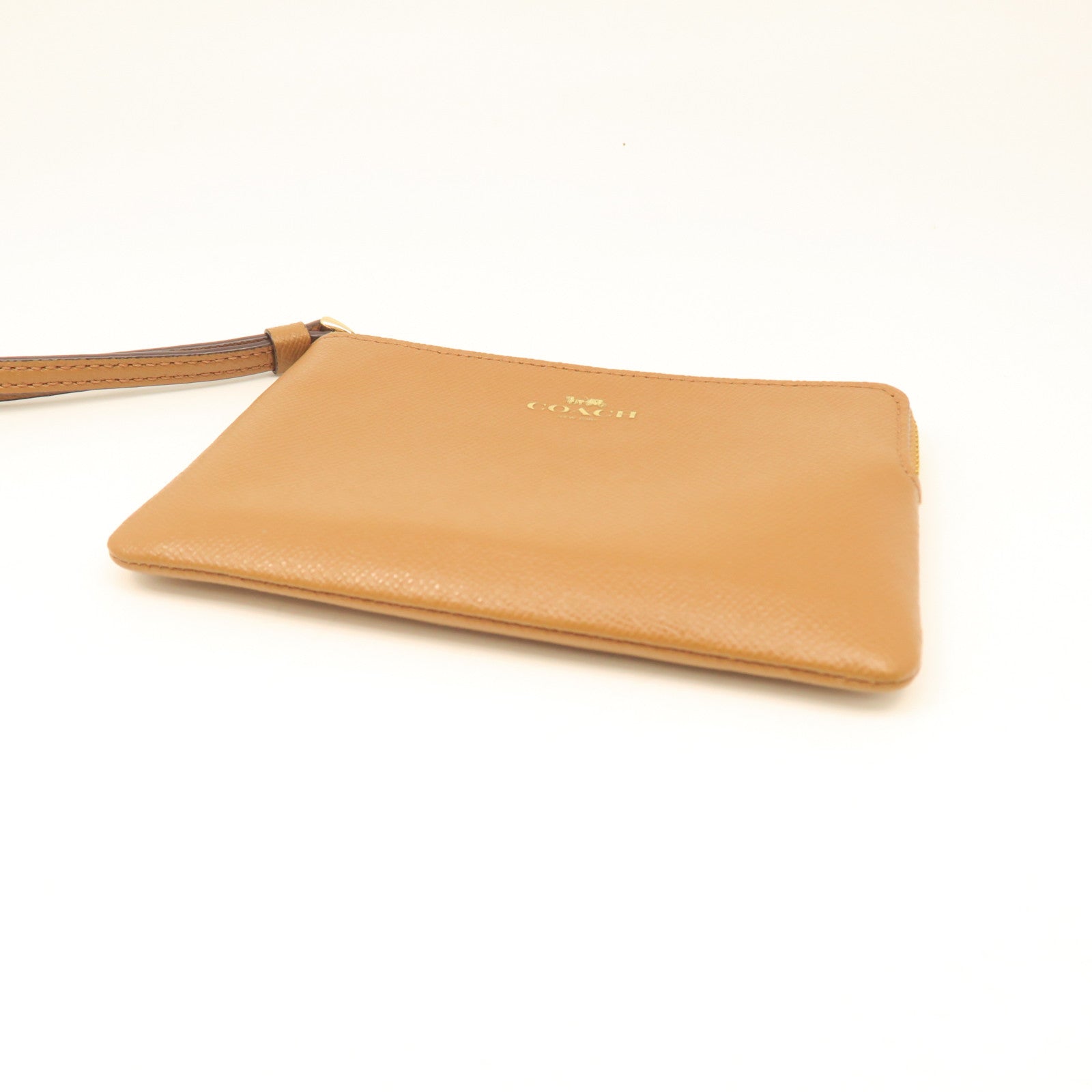 COACH Cowhide Leather Pouch Clutch Brown