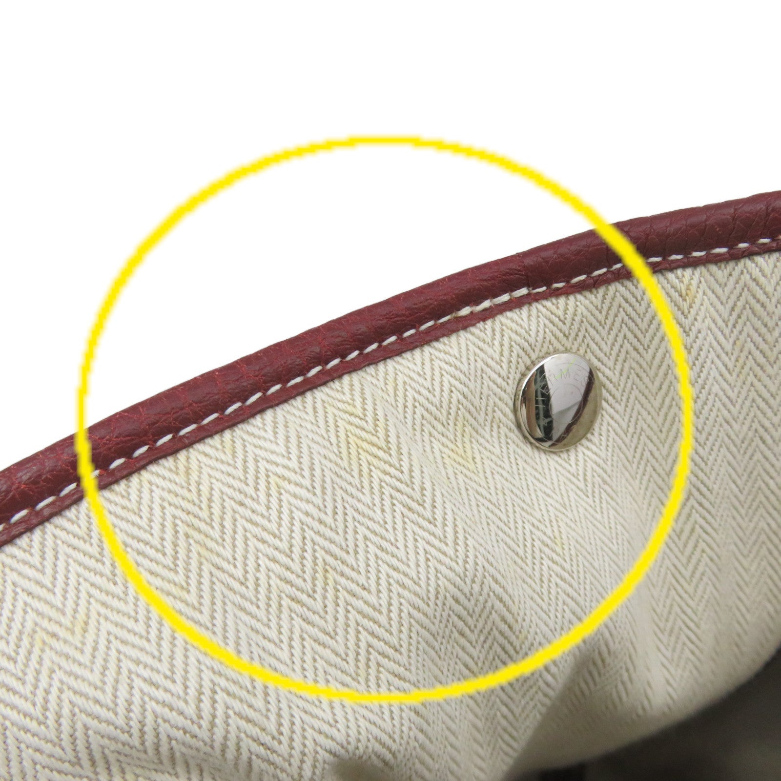 HERMES Negond皮革GardenParty PM Tote Bag手挽袋银扣Rough H酒红色