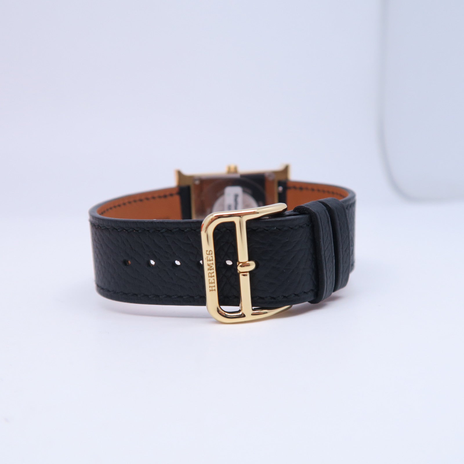 HERMES H watch皮革/不锈钢手表石英机芯白色