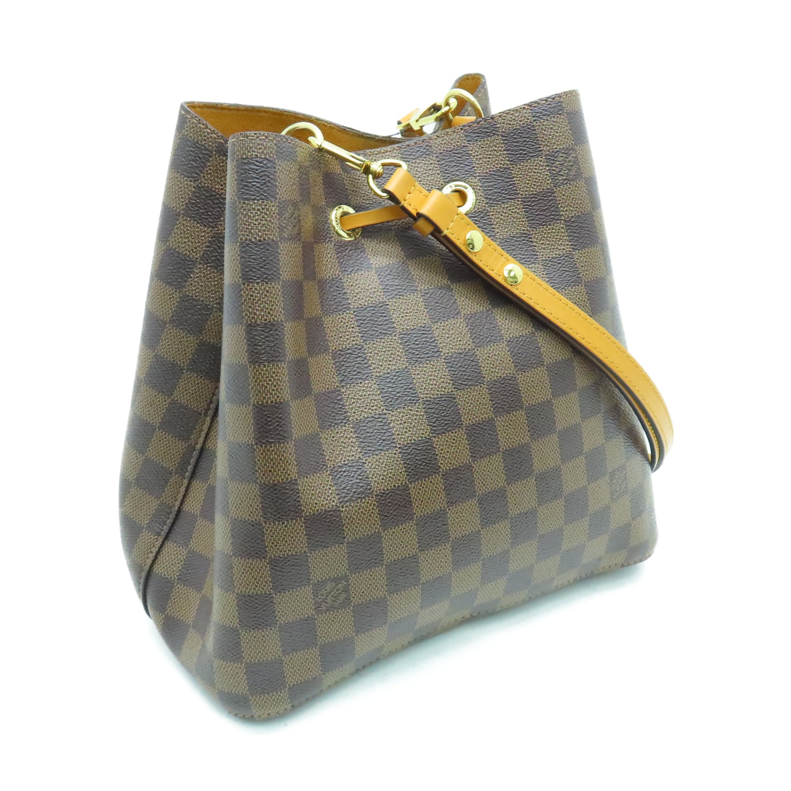 LOUIS VUITTON Damier Neonoe金扣肩背袋棕色