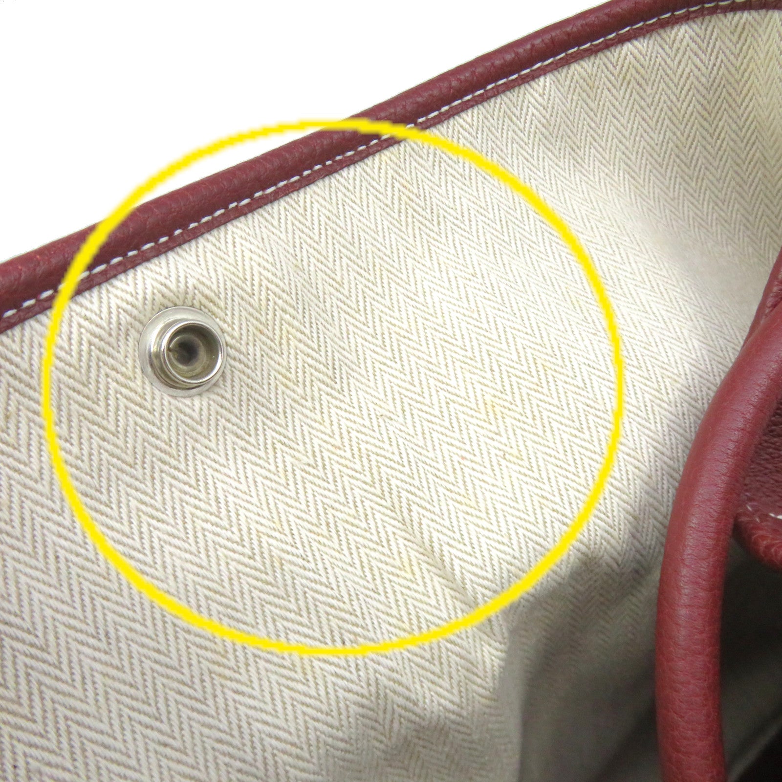 HERMES Negond皮革GardenParty PM Tote Bag手挽袋银扣Rough H酒红色