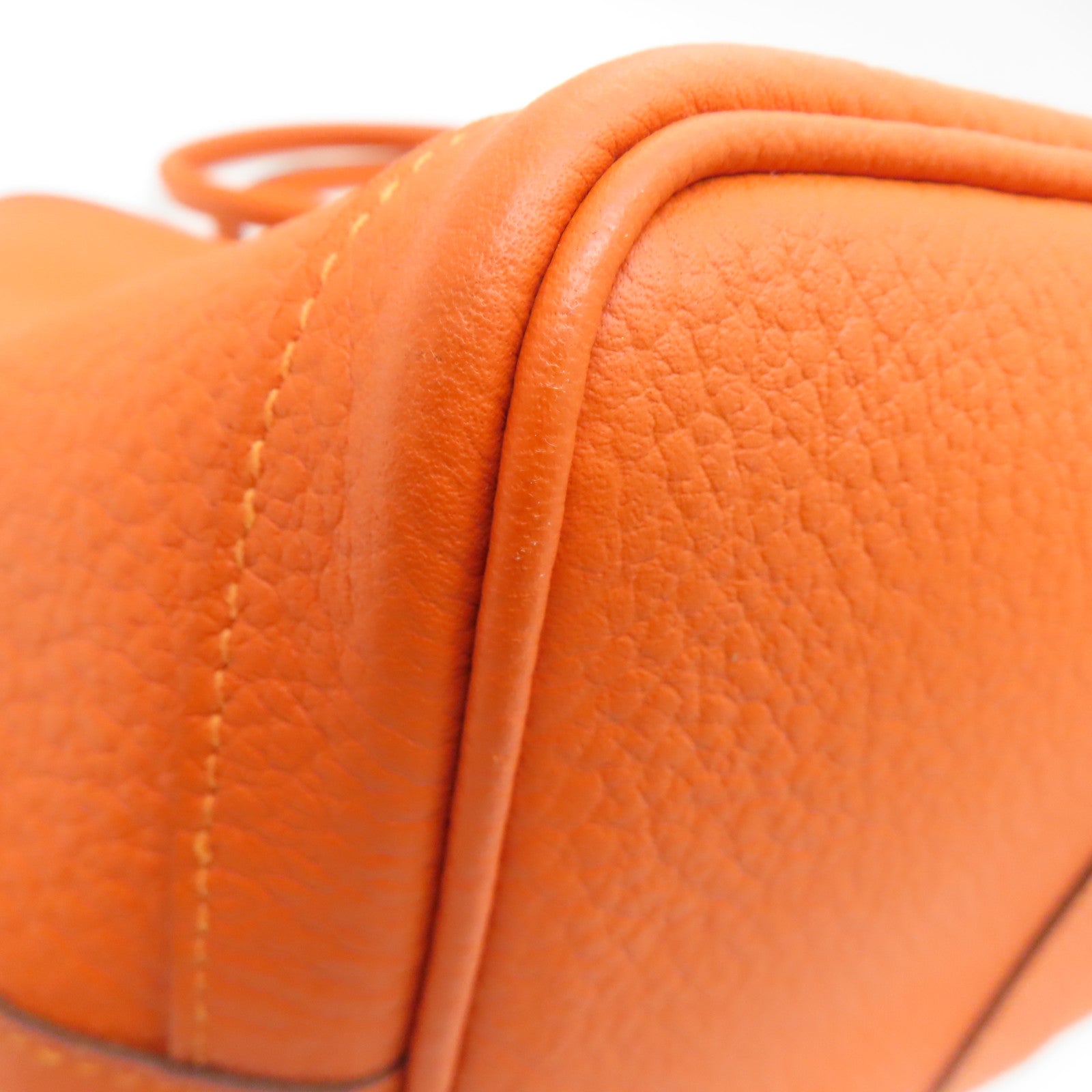 HERMES Clemence皮革GardenParty PM银扣手挽袋Feu橙色