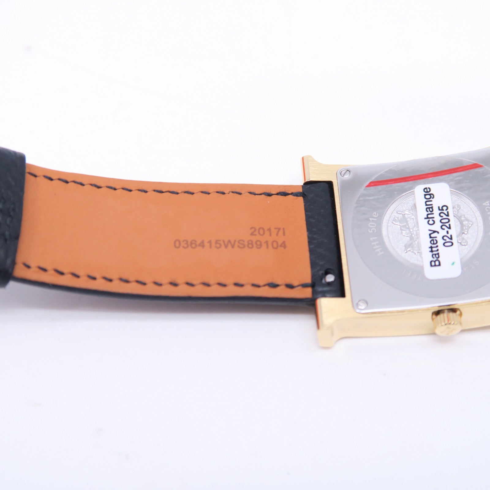 HERMES H watch皮革/不锈钢手表石英机芯白色