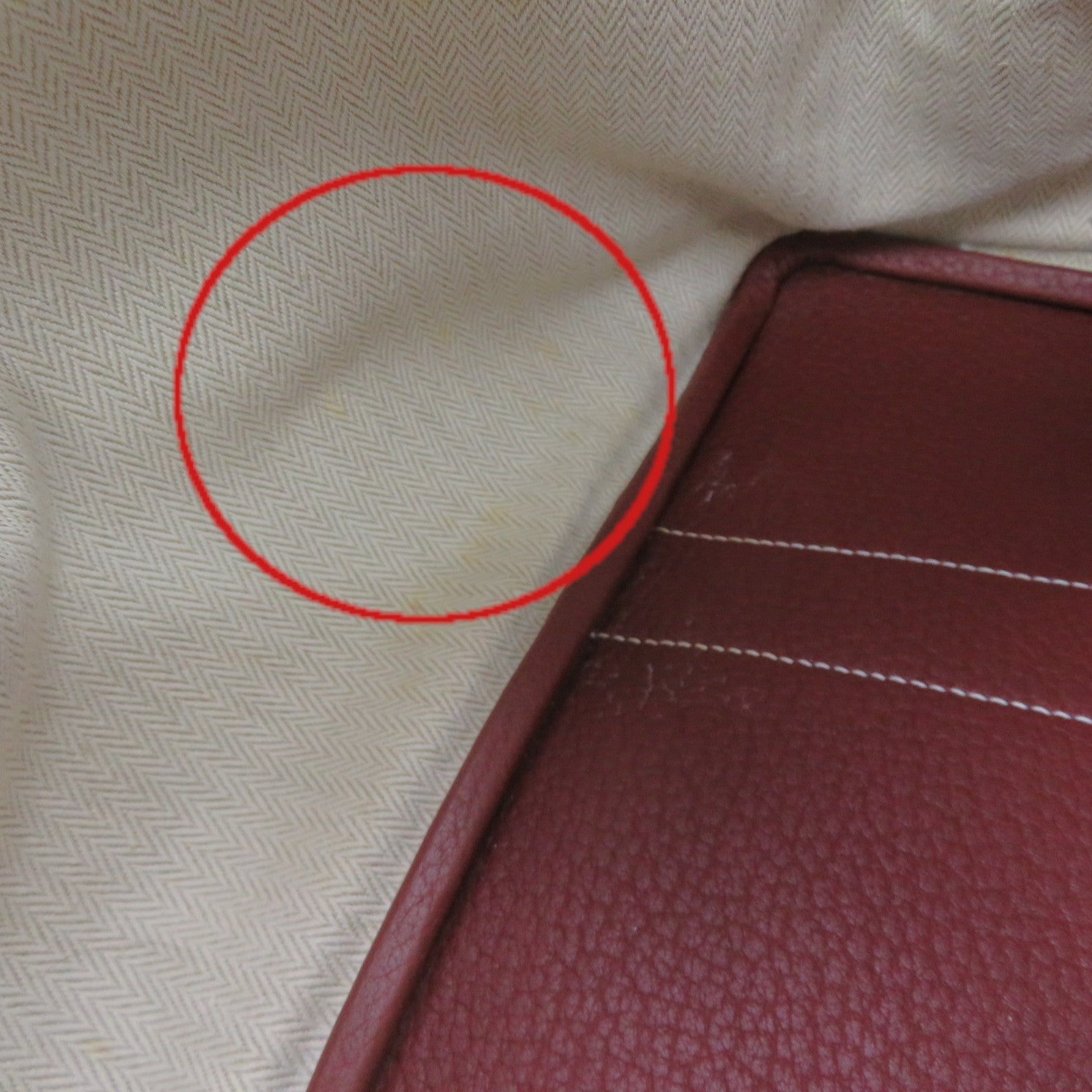 HERMES Negond皮革GardenParty PM Tote Bag手挽袋银扣Rough H酒红色