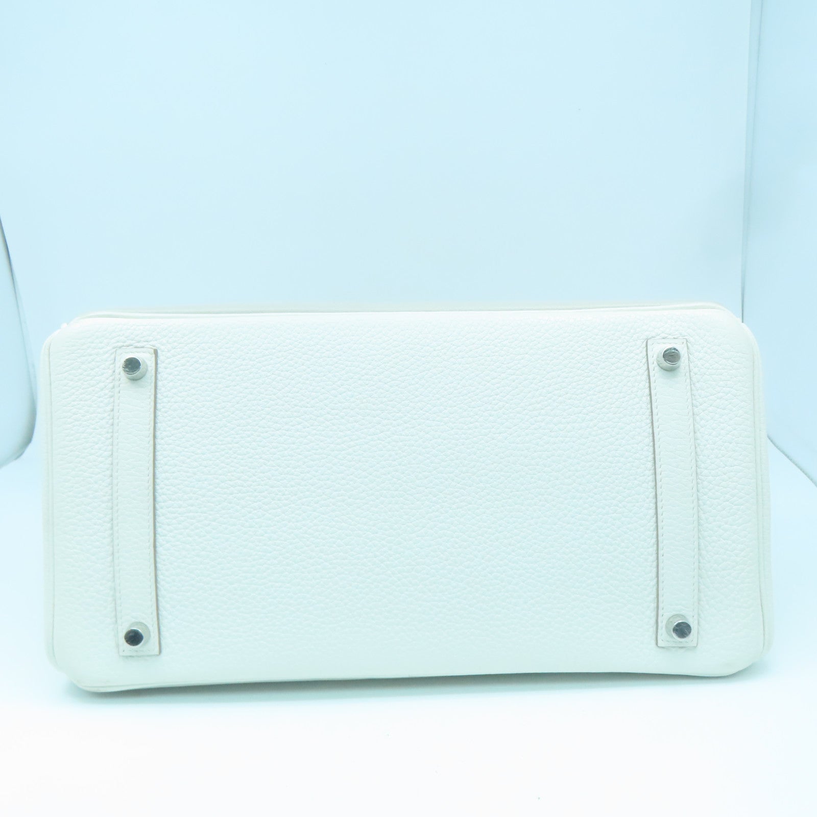 HERMES Clemence皮革/麂皮皮革Birkin 35 Ghillies銀扣手挽袋灰色