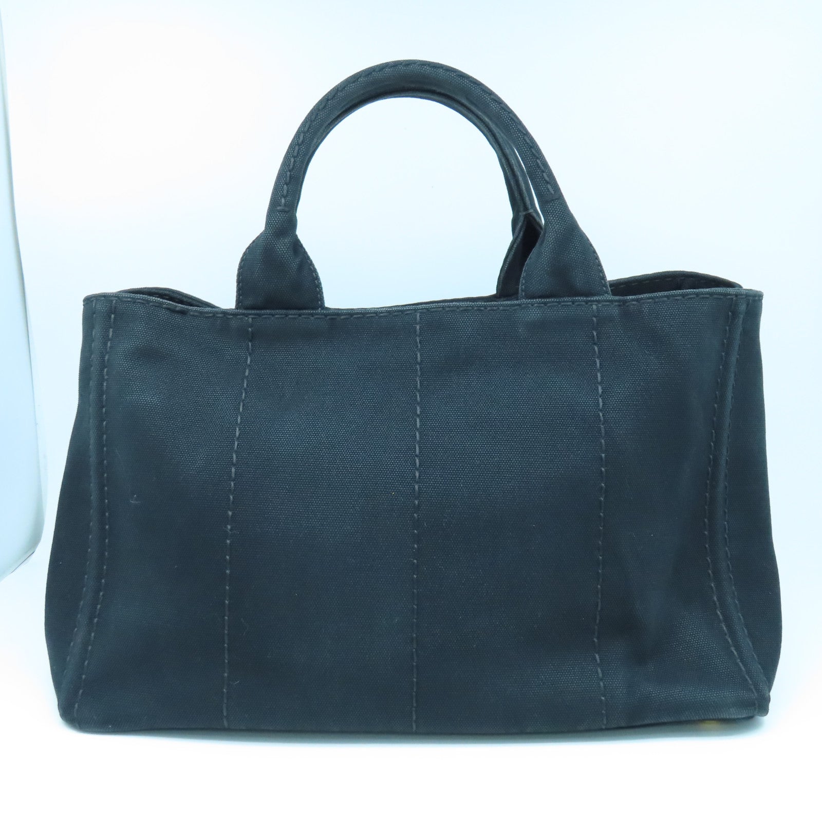 PRADA Canvas 2way Shoulder Bag Gold Buckle Handle Shoulder Bag Black