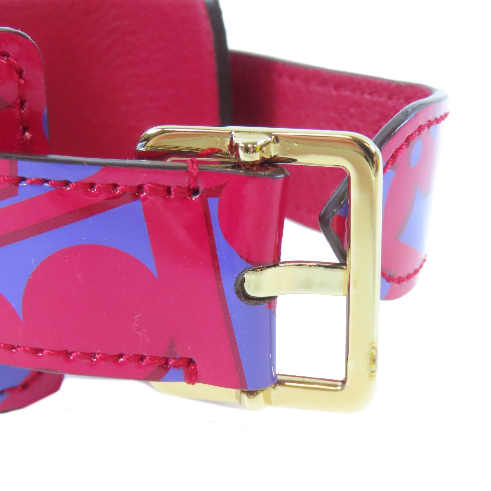 LOUIS VUITTON 漆皮皮革Bangle金扣手鐲桃紅色/紫色#16cm
