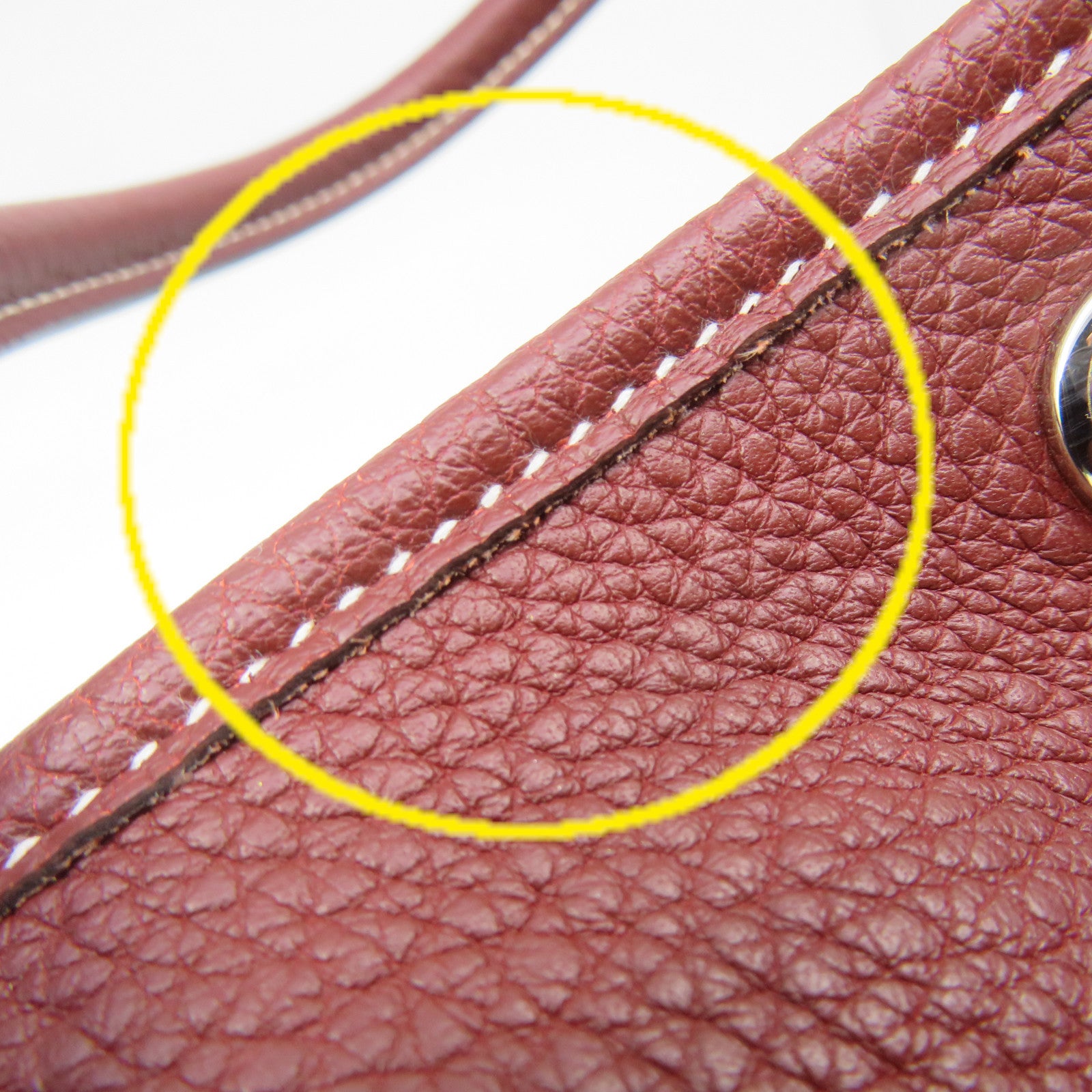 HERMES Negond皮革GardenParty PM Tote Bag手挽袋银扣Rough H酒红色