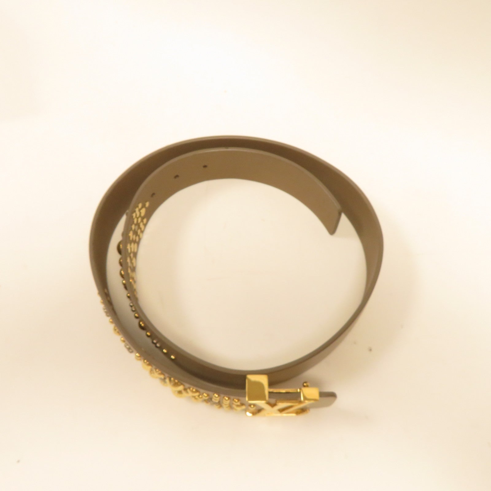 LOUIS VUITTON 牛皮皮革Ladies Belt金扣皮帶米色