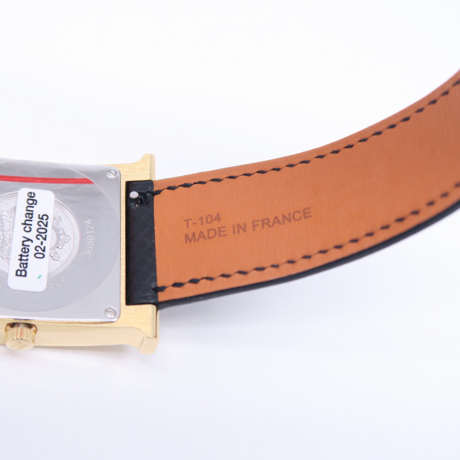 HERMES H watch皮革/不锈钢手表石英机芯白色