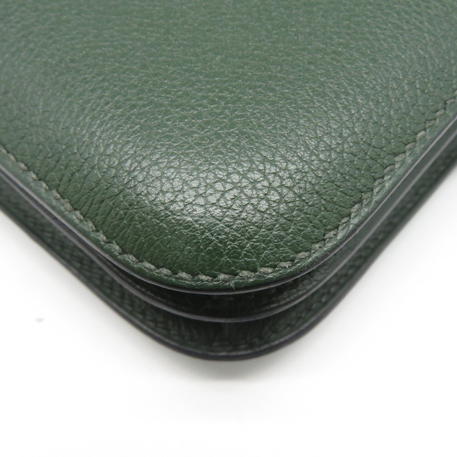 HERMES Evercolour皮革Constance Mini銀扣肩背袋英國綠色