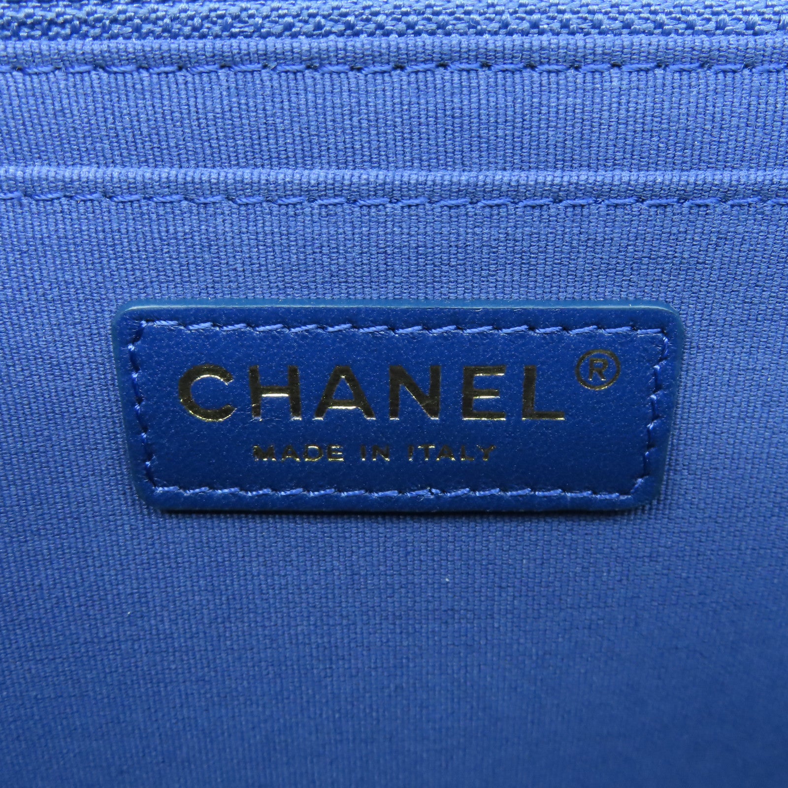 CHANEL 菱格牛仔布帆布Backpack金扣背包藍色
