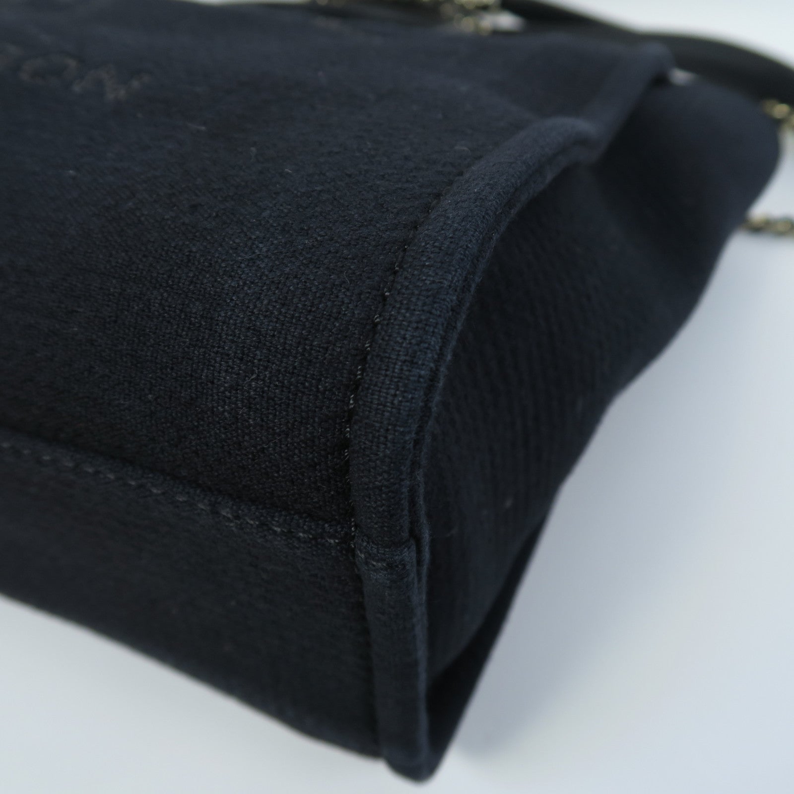 CHANEL 帆布/皮革2 Way Shoulder銀扣手挽肩背兩用袋黑色