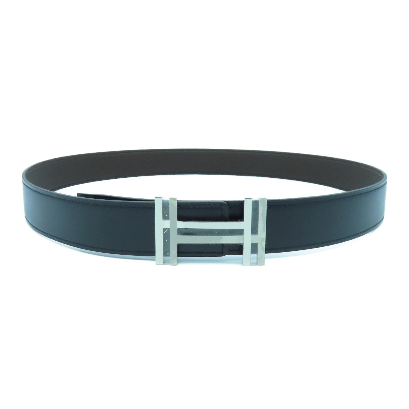 HERMES 【激減優惠】Togo皮革/Box Calf皮革Belt 90cm銀扣皮帶黑色/啡色