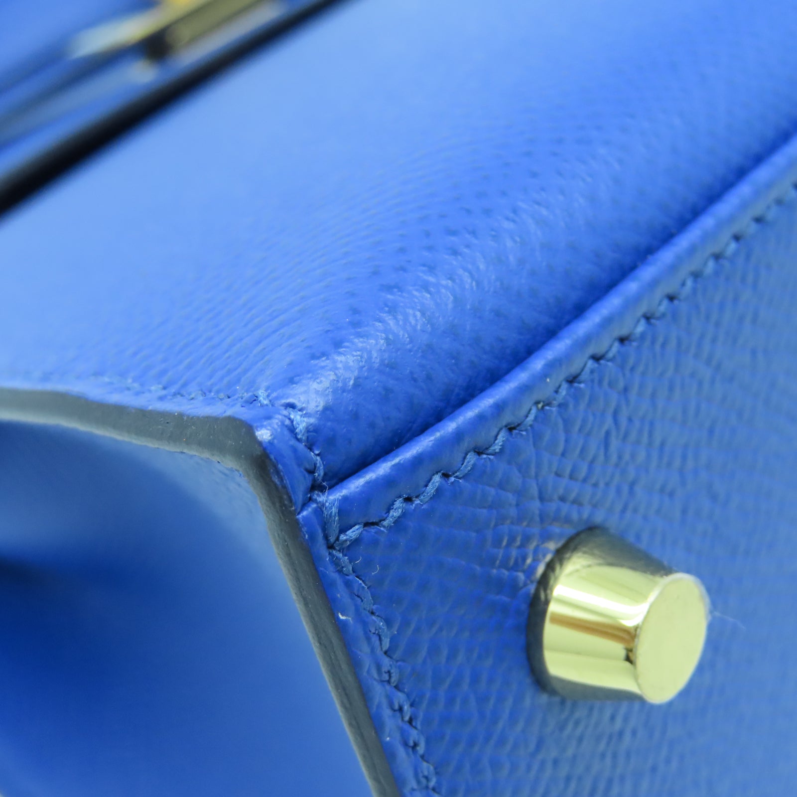 HERMES Veau Epsom皮革Kelly 25金扣手挽肩背两用袋蓝色