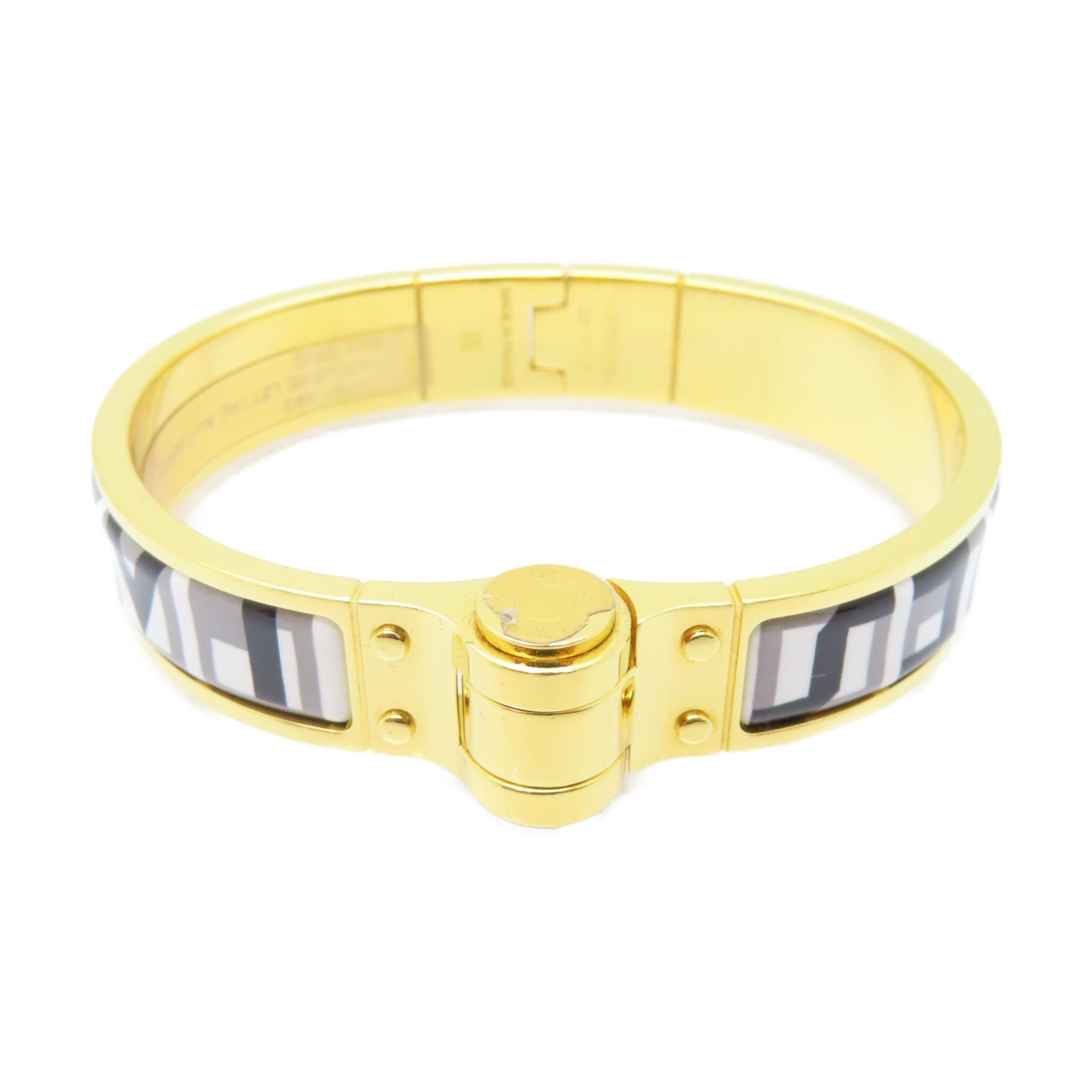 HERMES 琺瑯/金屬Bangle手鐲黑色/灰色/白色