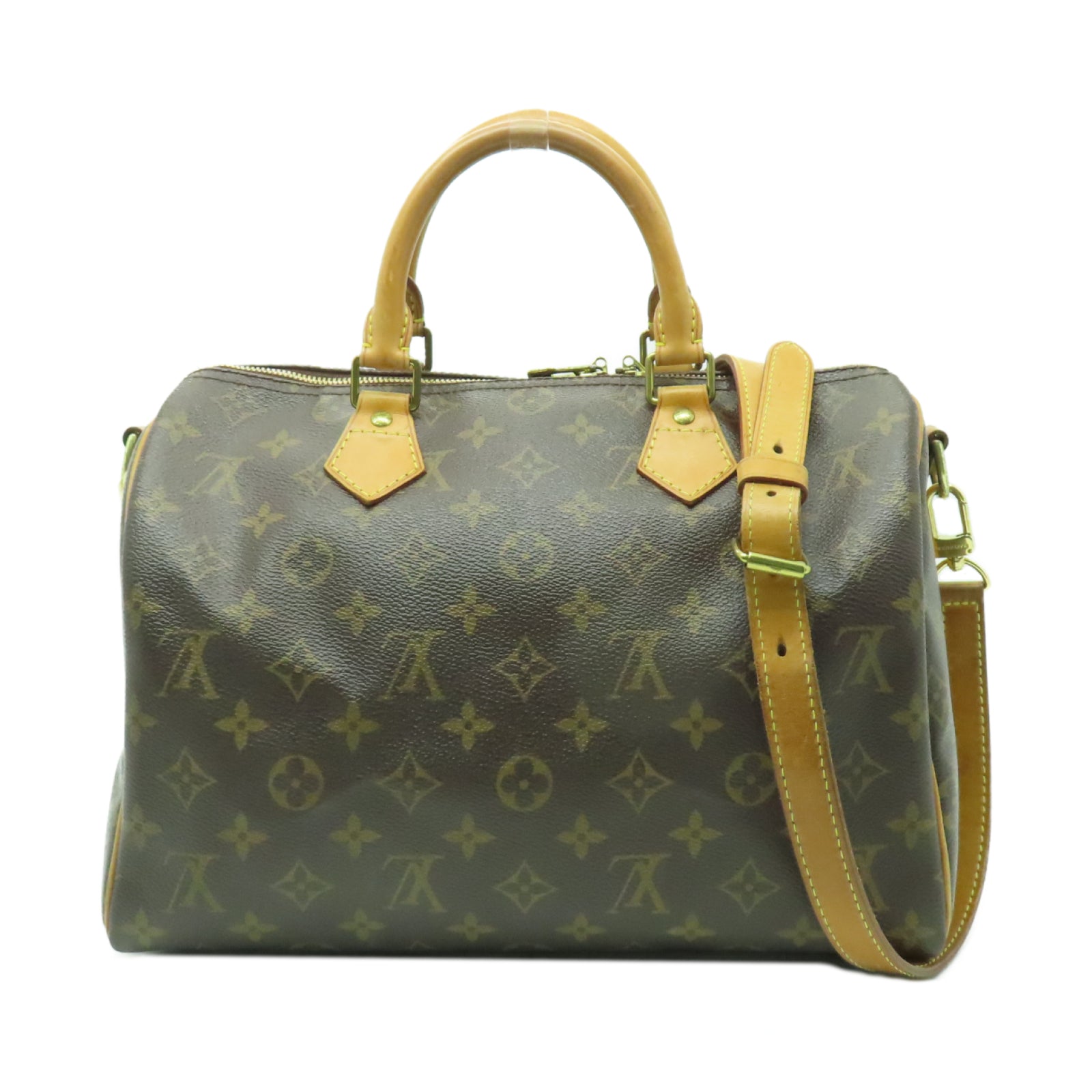 LOUIS VUITTON Monogram Speedy Bandouliere 30金扣手挽肩背兩用袋啡色