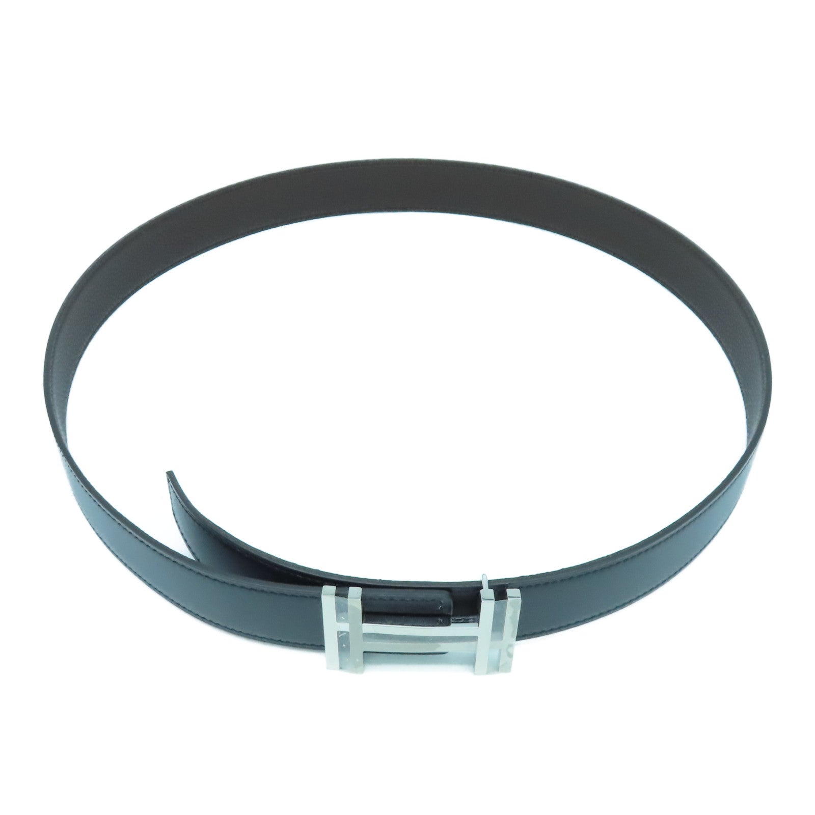 HERMES 【激減優惠】Togo皮革/Box Calf皮革Belt 90cm銀扣皮帶黑色/啡色