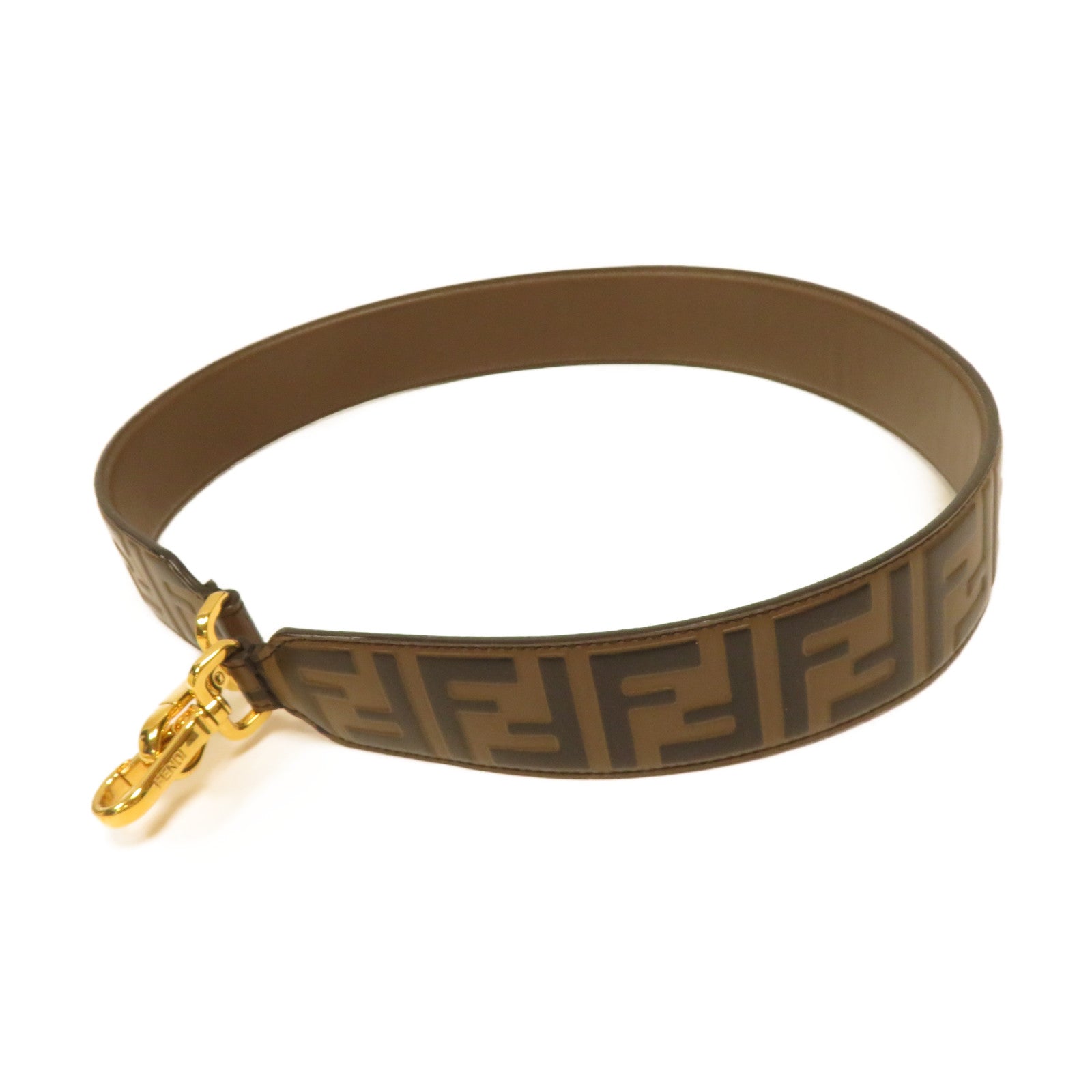 FENDI 牛皮皮革Strap You金扣肩背帶啡色